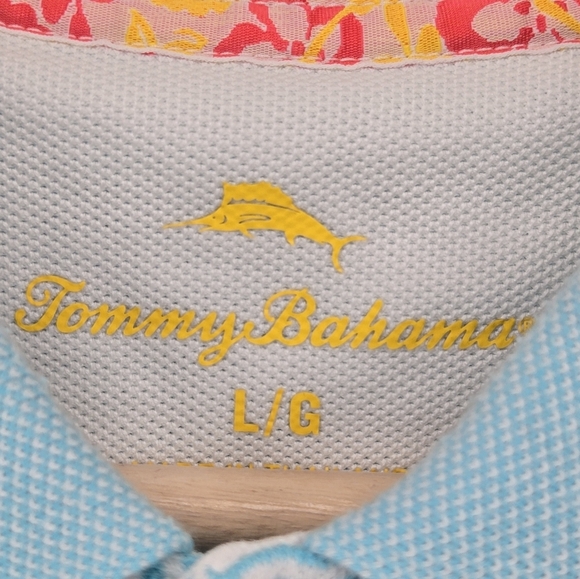 Tommy Bahama Aqua Striped Pima Blend Polo Shirt Size Large - Picture 2 of 8